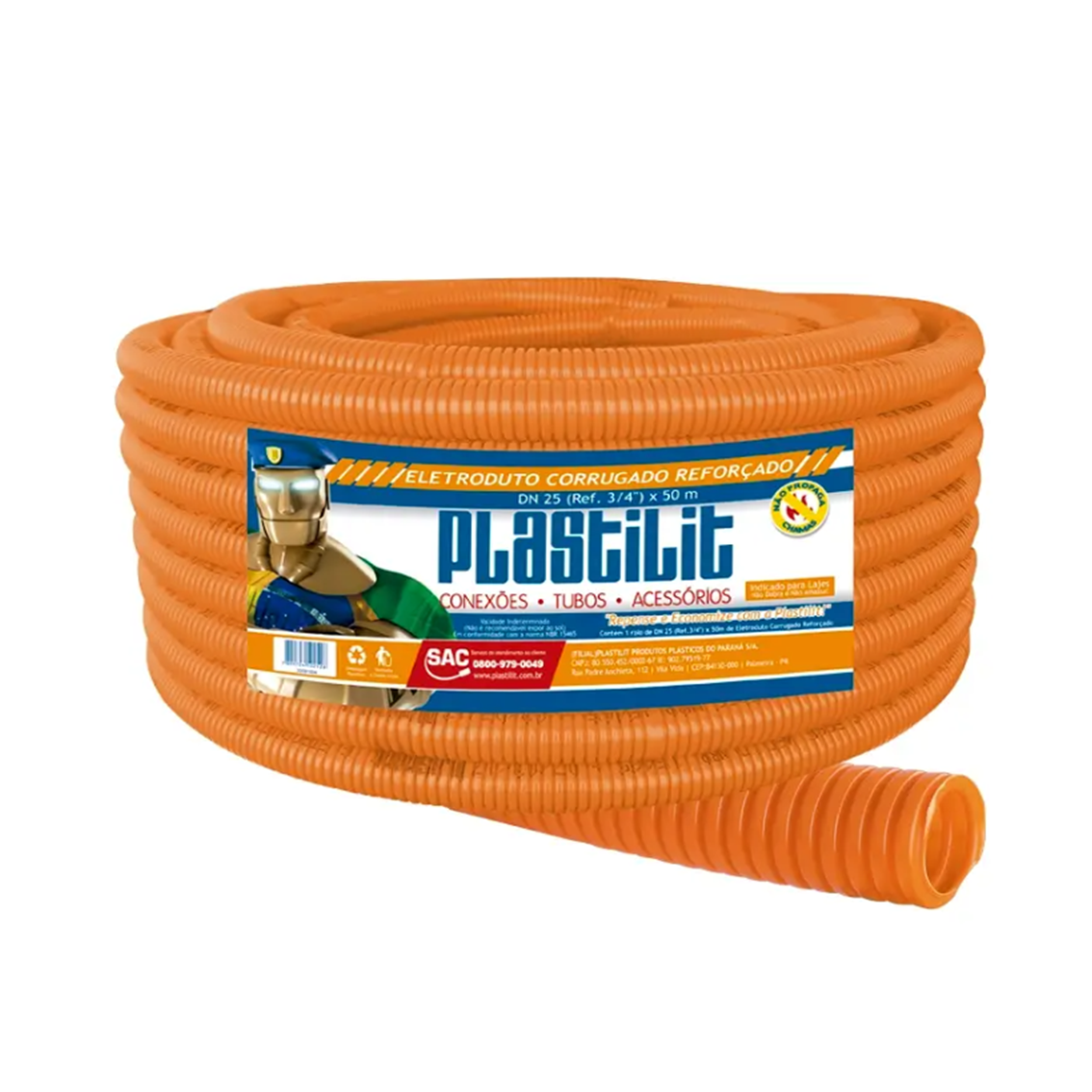 Eletroduto Corrugado Reforçado 25mm 50m Plastilit