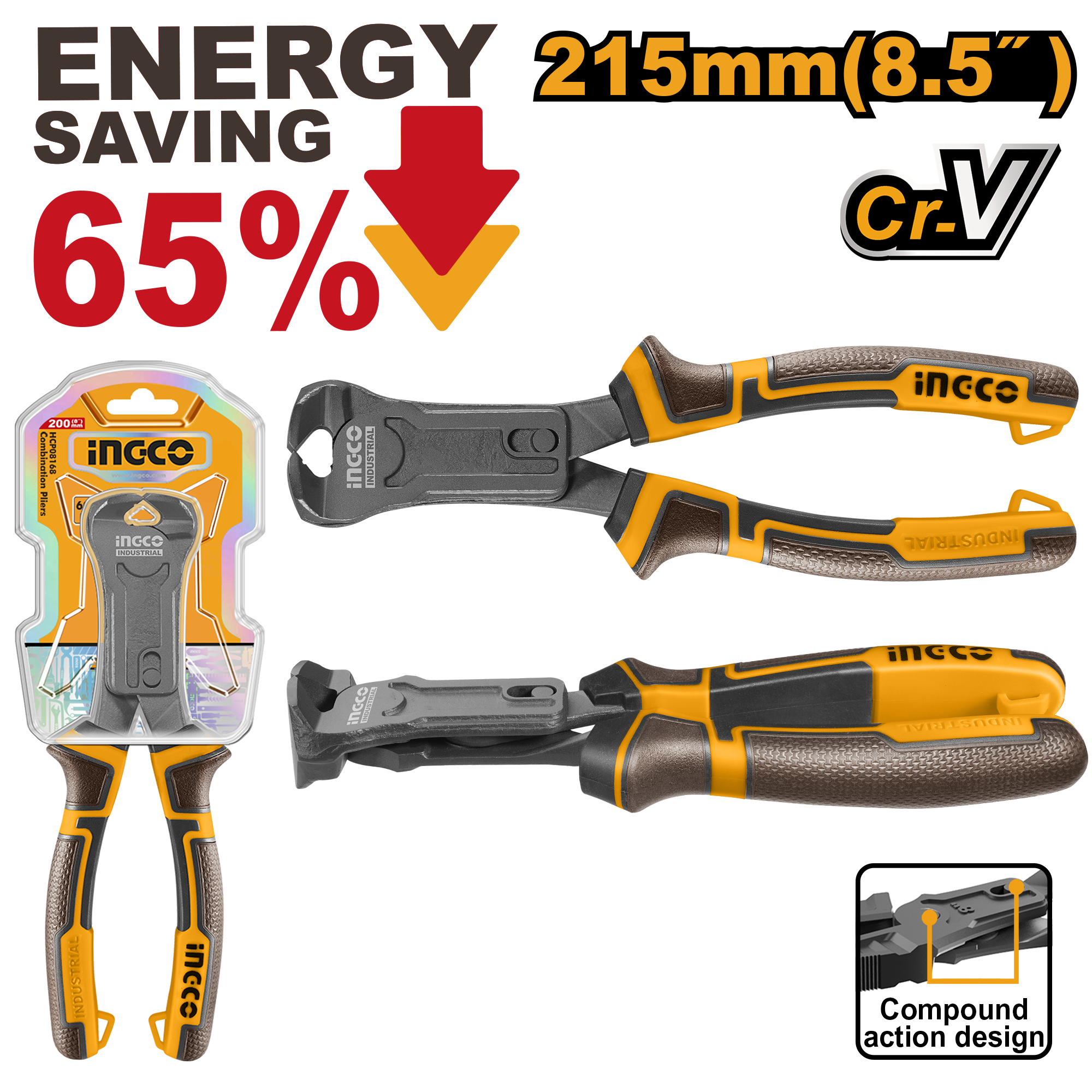 Alicate Torques Armadora 8,5" (215mm) Ingco HCECP58200 - Imagem 2