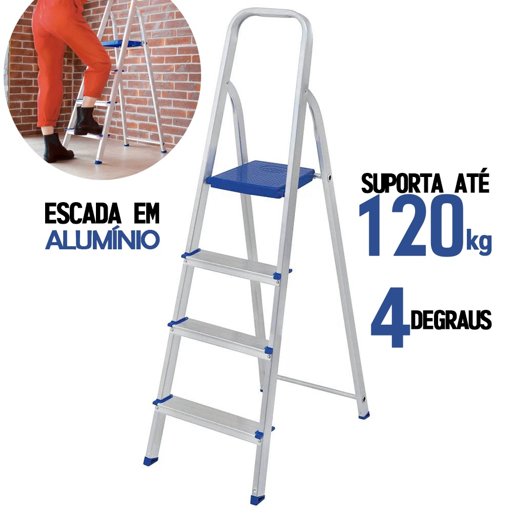 Escada de Alumínio 4 Degraus Mor - Imagem 2