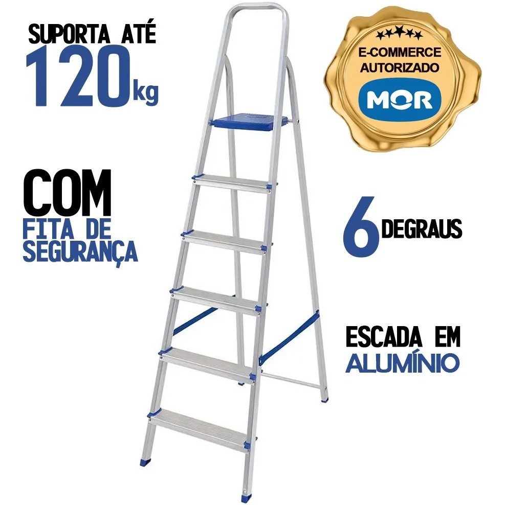 Escada de Alumínio 6 Degraus Mor - Imagem 2