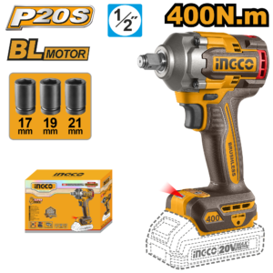 Chave de Impacto Encaixe Sextavado 1/2" 400N.m à Bateria Íon-Lítio 20V Ingco CIWLI20401