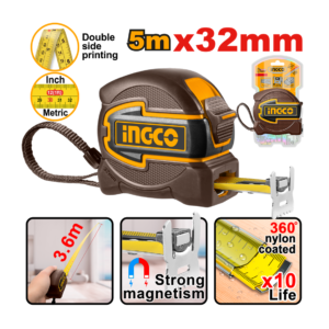 TRENA EMBORRACHADA MANGNETICA COM BOTÃO DUPLO 5MX32MM INGCO HSMT80532