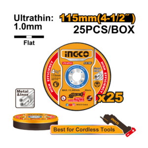 DISCO DE CORTE PARA METAL 4.1/2" (115X1,0X22,2MM) C/25 PC INGCO MCD11011525