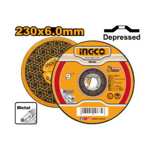 DISCOS DE DESBASTE PARA METAL 9” (230X6‚0X22‚2MM) INGCO MGD602301