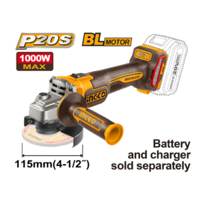 ESMERILHADEIRA ANGULAR BRUSHLESS INDUSTRIAL 4.1/2" 1000W À BATERIA 20V INGCO CAGLI27153 (NAO ACOMPANHA BATERIA)