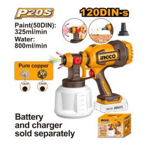 PISTOLA DE PINTURA 800ML/MIN À BATERIA ÍON-LÍTIO 20V INGCO CSGLI2004 (NÃO ACOMPANHA BATERIA)