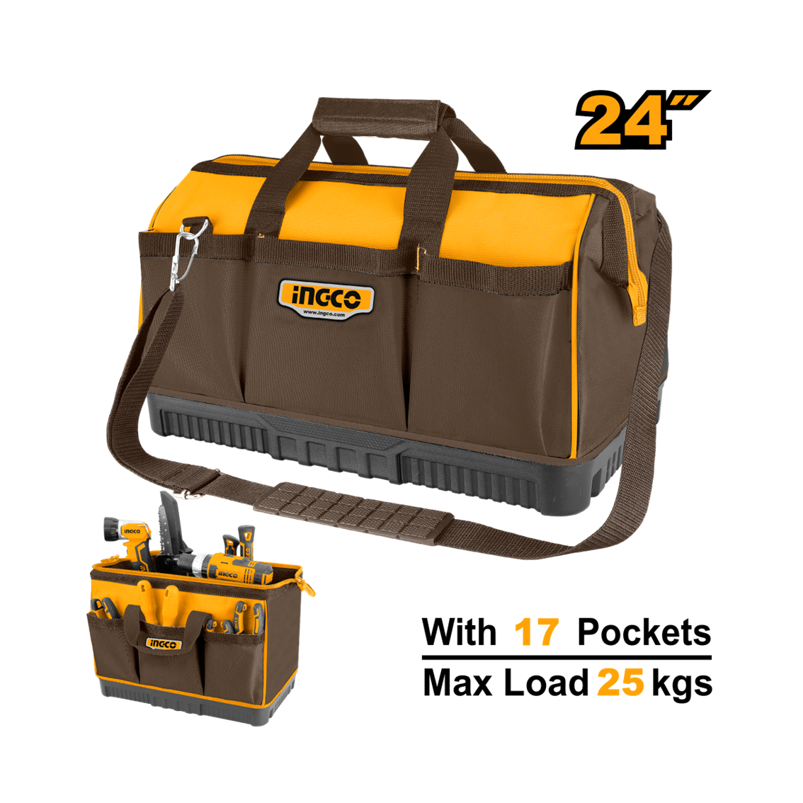 BOLSA PARA FERRAMENTAS 24″ 17 BOLSOS INGCO HTBG09