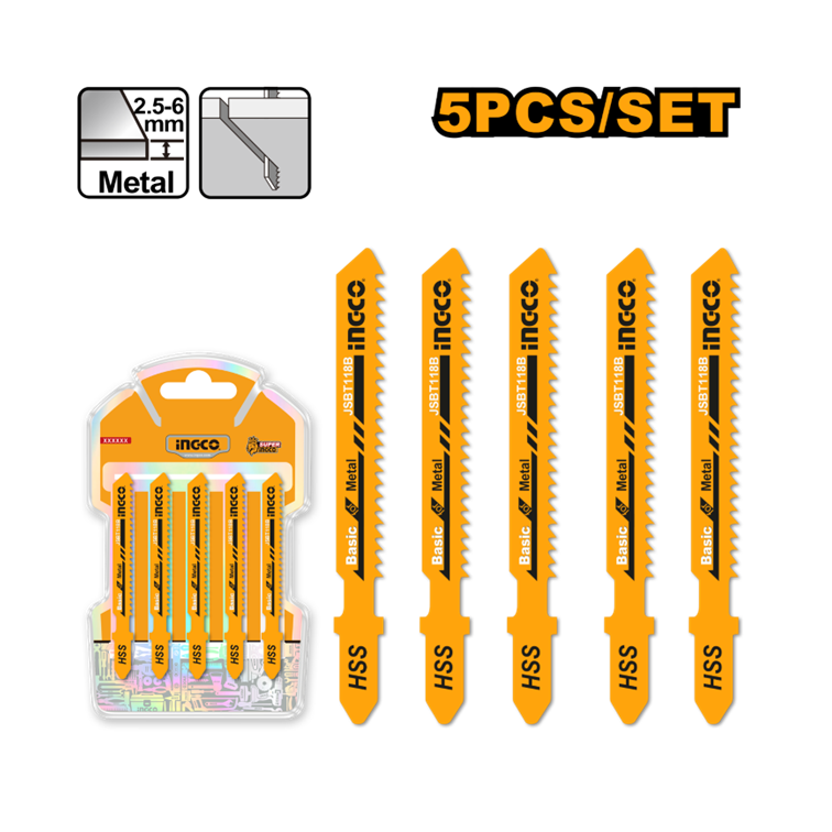 JOGO DE LAMINA SERRA TICO-TICO P/METAL C/5PC INGCO JSBT118B