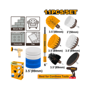 JOGO ESCOVAS DE LIMPEZA HASTE 1/4" C/11PC INGCO WCB1101