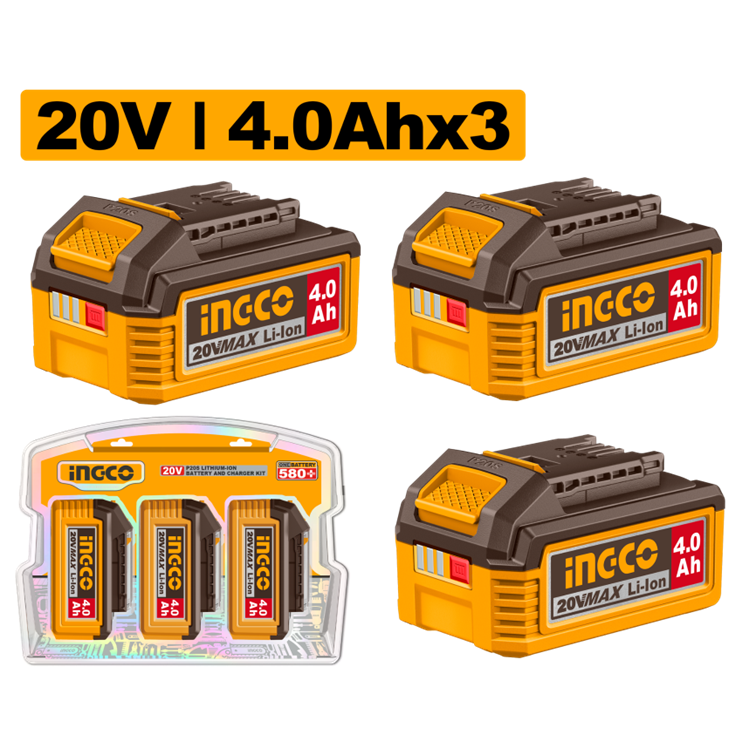 KIT BATERIA 20V 4.Ah C/3PC INGCO COSLI251296