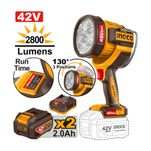 LANTERNA DE TRABALHO 2800 LUMENS" À BATERIA 42V INGCO C/2 BAT 2.0A.h INGCO CWLI42896