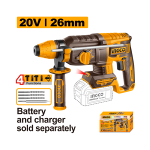 MARTELETE ROTATIVO BRUSHLESS 2‚5J SDS PLUS À BATERIA 20V INGCO (NAO ACOMPANHA BATERIA) CRHLI26208