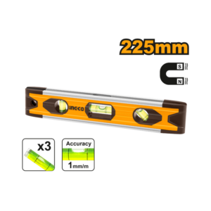 NÍVEL MAGNÉTICO DE ALUMÍNIO TORPEDO 225MM INGCO HMSL01030