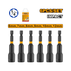 "JOGO DE PONTA MAGNETICA 1/4"" C/6 PC INGCO AMN65061"