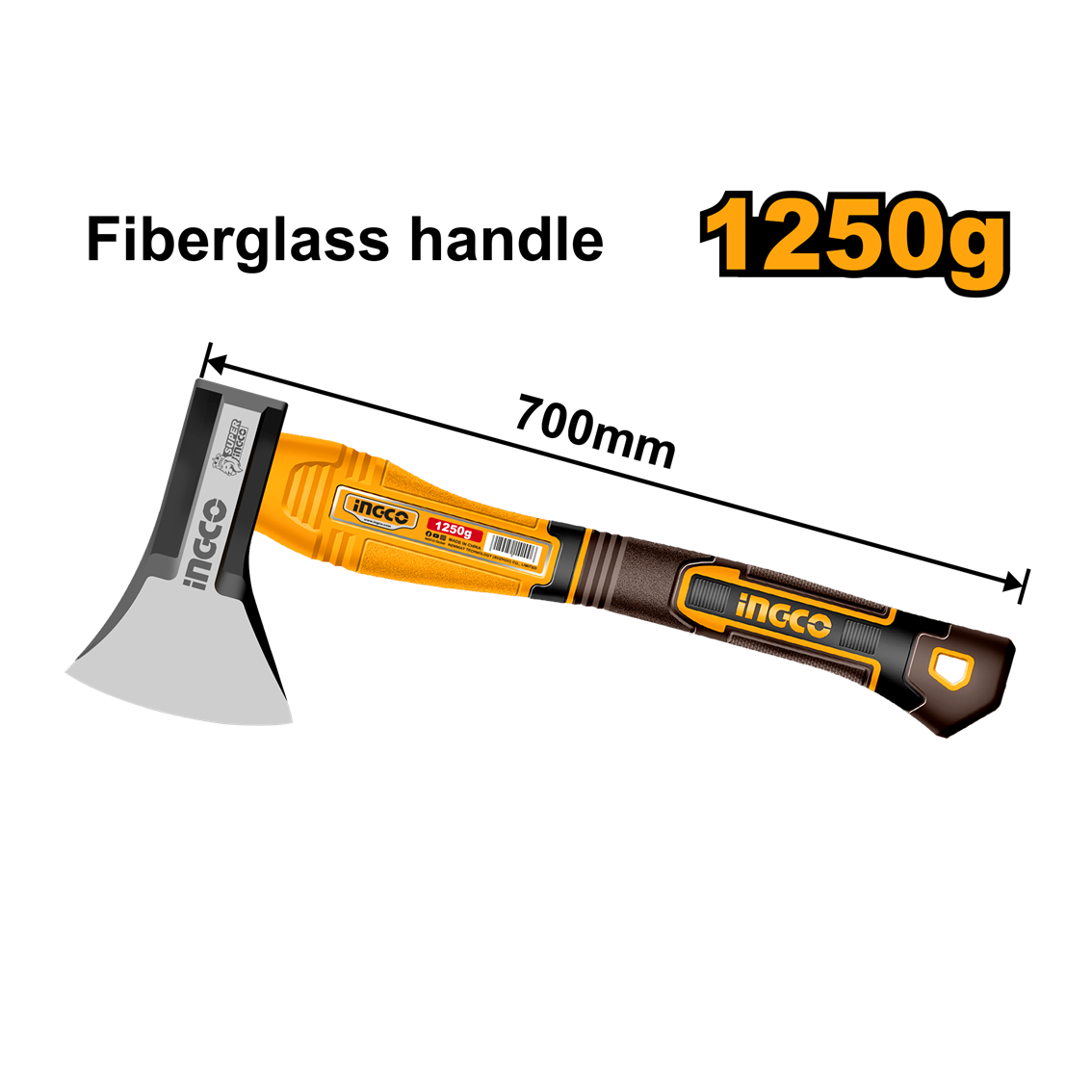 MACHADO COM CABO DE FIBRA E EMBORRACHADO 1250G (NOVO) INGCO HAX0811250