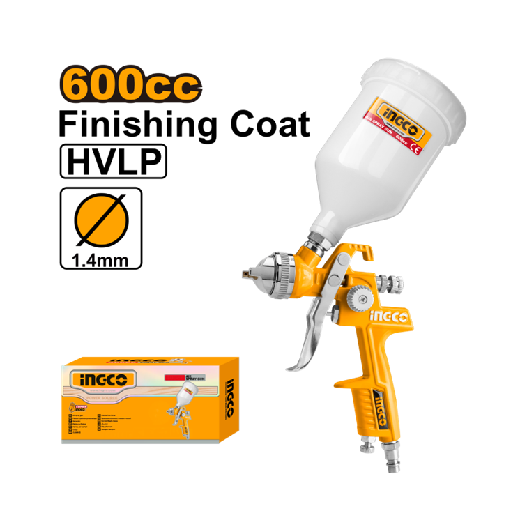 PISTOLA DE PINTURA GRAVITACIONAL 600CC ASG1061 INGCO ASG1061