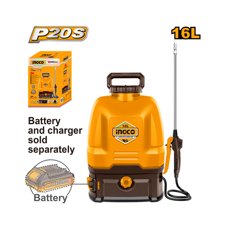 PULVERIZADOR COSTAL 16L À BATERIA 20V INGCO (NAO ACOMPANHA BATERIA) CSPLI2016