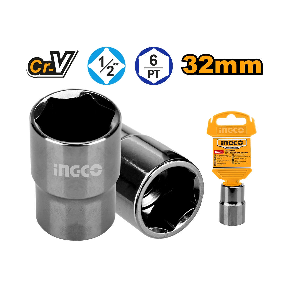 SOQUETE SEXTAVADO 1/2″ 32MM INGCO HHAST12321