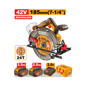 SERRA CIRCULAR BRUSHLESS INDUSTRIAL 7.1/4" À BATERIA 42V INGCO C/2 BAT 2.5A.h INGCO CSLI4218512