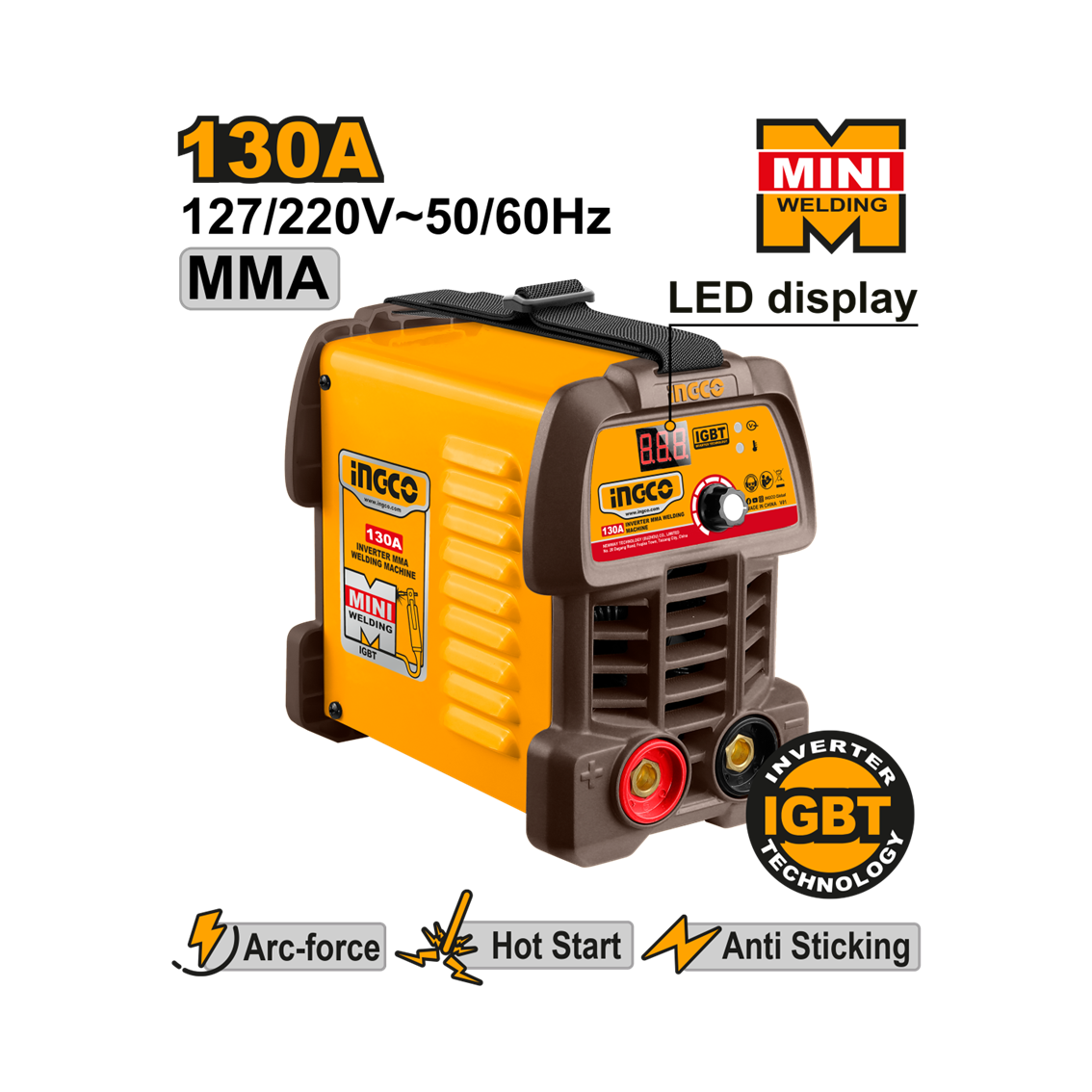 INVERSORA DE SOLDA 130A C/LED BIVOLT INGCO ING-UMMA13049-9