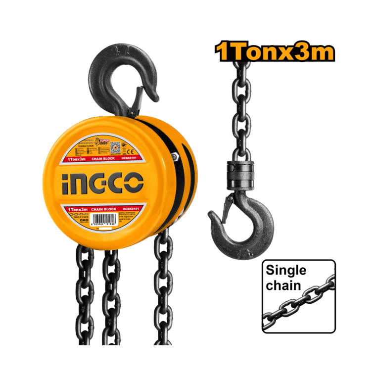 TALHA MANUAL DE CORRENTE 1 TON 3M ELEVACAO INGCO HCBK0101