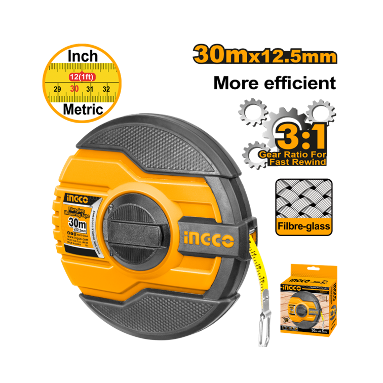TRENA DE FIBRA LONGA CAIXA FECHADA 30MX12.5MM INGCO HFMT8330