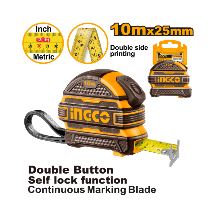 TRENA EMBORRACHADA COM BOTÃO DUPLO 10MX25MM INGCO HSMT081025