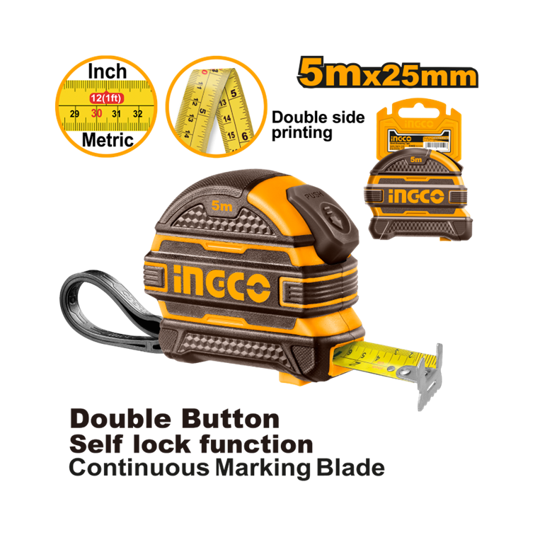 TRENA EMBORRACHADA COM BOTÃO DUPLO 5MX25MM INGCO HSMT08525
