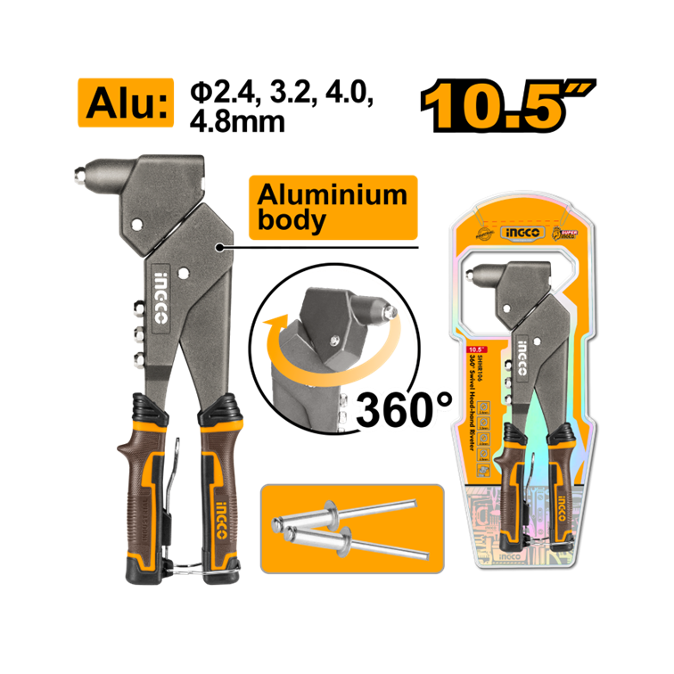 ALICATE REBITADOR MANUAL CAB GIRATORIA 10.5” INGCO SHHR106
