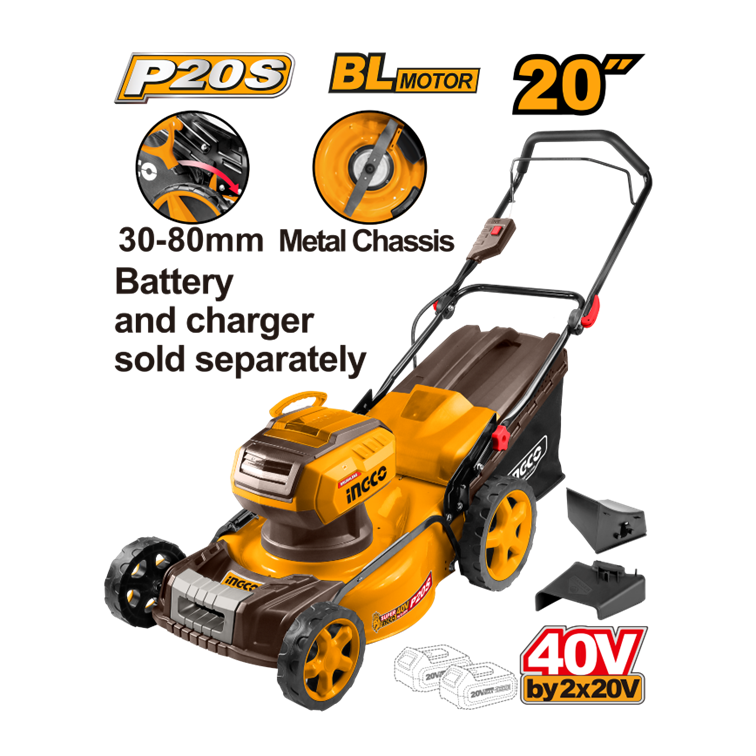 CORTADOR DE GRAMA ELÉTRICO 20″ BRUSHLESS À BATERIA 40V INGCO (NAO ACOMPANHA BATERIA) LMLI4020