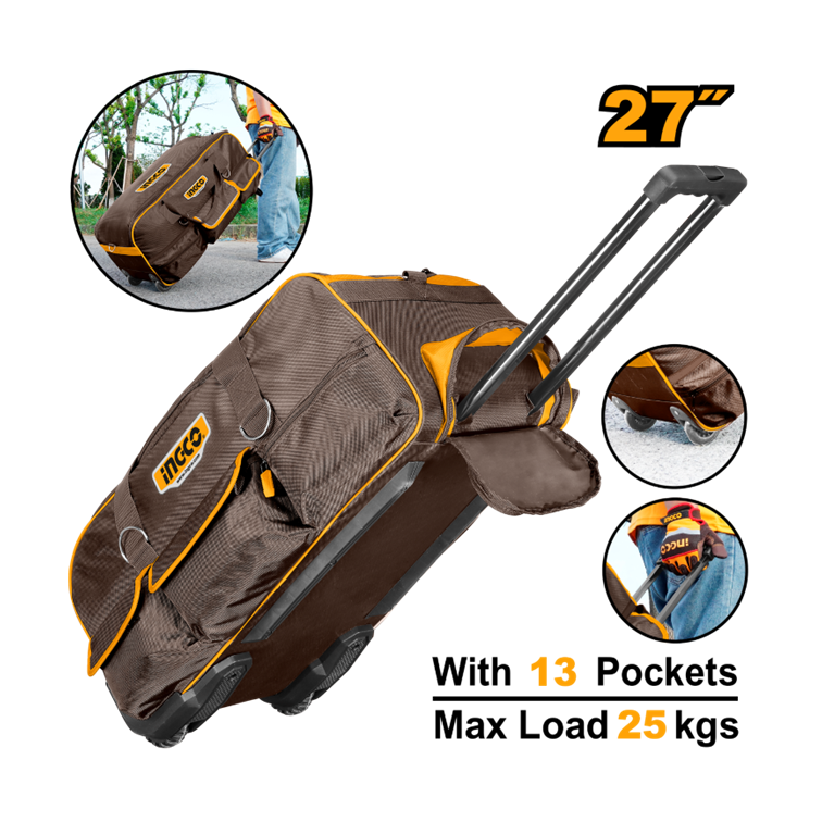 BOLSA PARA FERRAMENTAS 27″ 13 BOLSOS C/RODAS INGCO HRRTB2715