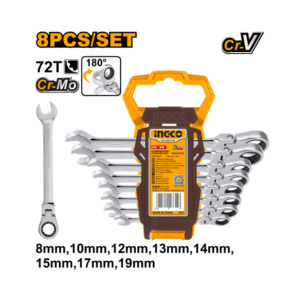 JOGO DE CHAVES COMBINADAS COM CATRACA FLEXIVEL 8 A 19MM C/8 PC INGCO HKSPAR1083